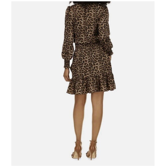 MICHAEL Michael Kors Womens Julia Animal Print Tiered Dress Dark Leopard Small - Picture 3 of 8